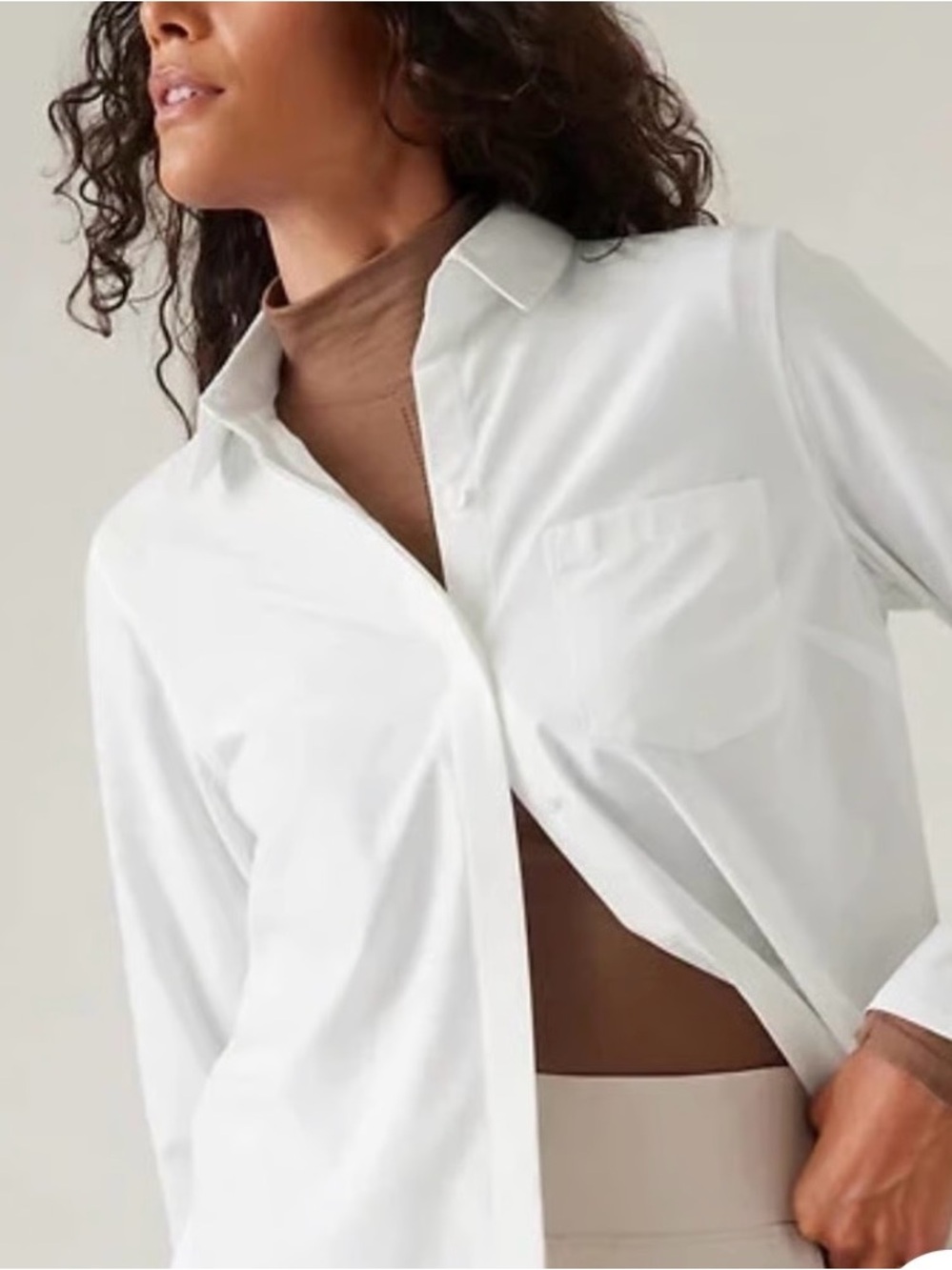 Athleta White Everlasting Classic White Button-Up Shirt Women
